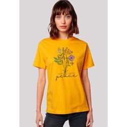 T-Shirt F4NT4STIC "Blumen today I choose peace", Damen, Gr. L, gelb (spectra gelb), Obermaterial: 100% Baumwolle, casual, oversize, Rundhals, Kurzarm ohne Bündchen, Shirts, Premium Qualität