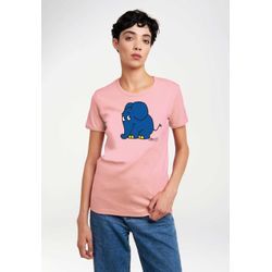 T-Shirt LOGOSHIRT "Sendung mit der Maus - Elefant", Damen, Gr. L, rosa (hellrosa), 100% Baumwolle, unifarben, casual, normal, Rundhals, Kurzarm, Shirts, mit coolem Print