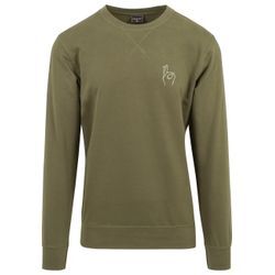 Rundhalspullover MISTERTEE "MisterTee Easy Sign Crewneck", Herren, Gr. L, grün (olive), 100% Baumwolle, unifarben, casual, normal, Rundhals, Langarm, Pullover