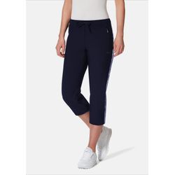 Sporthose STOOKER WOMEN "Sport Bermuda Stripe Stooker Women 7/8 Sporthose", Damen, Gr. 44/46, blau (navy), angeraute Sweatware, 95% Polyester, 5% Elasthan, sportlich, gerade 7/8-Länge, Hosen, Regular Fit Sport Synthetik für Damen