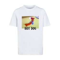 T-Shirt ABSOLUTE CULT "ABSOLUTE CULT Herren Kids Tom and Jerry - Hot Dog Basic T-Shirt", Jungen, Gr. 110/116, weiß, 100% Baumwolle, bedruckt, casual, relaxed fit, Rundhals, Kurzarm, Shirts