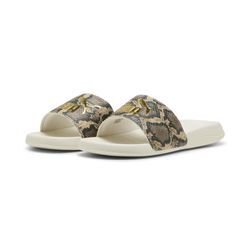 Sandale PUMA "Popcat 20 Snake Chic Slides Damen", Gr. 35.5, weiß (alpine snow gold weiß), Obermaterial: Synthetik; Futter: Textil; Innensohle: Synthetik; Laufsohle: Synthetik, Schuhe