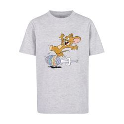 T-Shirt ABSOLUTE CULT "ABSOLUTE CULT Herren Kids Tom and Jerry - Egg Run Basic T-Shirt", Jungen, Gr. 110/116, grau (erdgrau), 100% Baumwolle, bedruckt, casual, relaxed fit, Rundhals, Kurzarm, Shirts