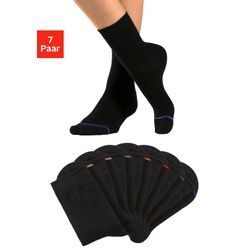 Basicsocken H.I.S, Damen, Gr. 39-42, schwarz (7x schwarz), Baumwollmischung, unifarben, elastisch, Socken, mit eingestrickter farbiger Spitzennaht