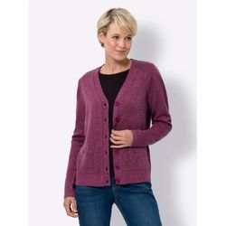 Strickjacke CLASSIC BASICS, Damen, Gr. 38, lila (erika, meliert), 95% Polyacryl, 5% Polyester, meliert, Langarm, Strickjacken