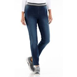 Schlupfjeans CLASSIC BASICS, Damen, Gr. 38, Normalgrößen, blau (dunkelblau), 81% Baumwolle, 17% Polyester, 2% Elasthan, unifarben, lang, Jeans