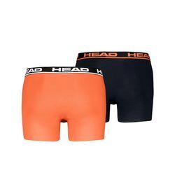 Boxershorts HEAD "HEAD BASIC BOXER 2P", Herren, Gr. L, orange, schwarz, Obermaterial: 95% Baumwolle, 5% Elasthan, unifarben, körpernah, Unterhosen, mit elastischem Logobund