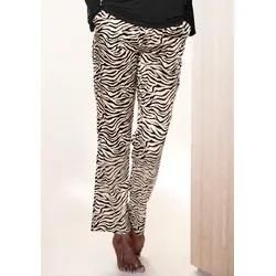 Pyjamahose BUFFALO, Damen, Gr. 36, N-Gr, schwarz-weiß (zebra, print), Satin, Obermaterial: 95% Polyester, 5% Elasthan, animal-print, gemustert, elegant, straight fit lang, Hosen, mit schönem Animal-Print