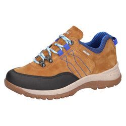 Trekkingschuh WALDLÄUFER "H-MOMO", Damen, Gr. 6,5, bunt (braun, schwarz, blau), Veloursleder, Gummi, Textil, sportlich, Schuhe, Halbschuh, Schnürschuh, Outdoorschuh, TEX-Membran, Weite H