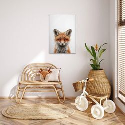 Leinwandbild A.S. CRÉATION "Baby Fox - Wandbild Weiß Braun Grau Keilrahmen Kunst", braun, B:80cm H:110cm T:2cm, Canvas, Bilder, Canvas Baby Leinwand Fuchs Wandkunst Schlafzimmer Kinderzimmer Tiere