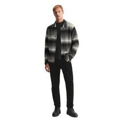 Cardigan MARC O'POLO "aus Schur- und Alpakawolle-Mix", Herren, Gr. L, schwarz, Obermaterial: 55% Schurwolle, 17% Alpaka, 16% Polyamid, 12% Polyacryl, gestreift, casual, regular fit, Langarm Rippbündchen, Strickjacken