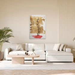 Leinwandbild A.S. CRÉATION "Drip Drop - Wandbild Gold Creme Schwarz Keilrahmen Kunst", braun, B:85cm H:125cm T:2cm, Canvas, Bilder, Canvas Abstrakt Leinwand Gold Wandkunst Schlafzimmer Schwarz Abstrakt