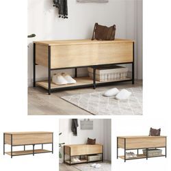 Sitzbank mit Stauraum Sonoma-Eiche 100x42,5x47 cm Holzwerkstoff - Truhen- & Flurbänke - Braun - The Living Store