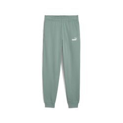 Trainingshose PUMA "ESS 2 COLOR NO. 1 LOGO SWEATPANTS FL B", Kinder, Gr. 152, N-Gr, grün moon, Fleece, Obermaterial: 66% Baumwolle, 34% Polyester, bedruckt, sportlich, regular fit normal, Hosen