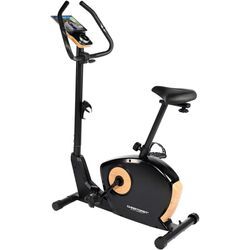 Ergometer CHRISTOPEIT SPORT "ET 3.1", schwarz (schwarz, holzlook), Fahrradtrainer, ohne Unterlegmatte, Schwungmasse ca. 7 kg, 32 Widerstandsstufen, B:48cm H:132cm L:94cm