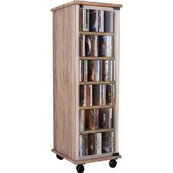 Media-Regal VCM "Holz CD DVD Stand Regal Schrank Valenza Glastür" Gr. 31, sonoma, eiche (sägerau), B:31cm H:98cm T:35cm, Holzwerkstoff, Holz, Spanplatte, Glas, Regale