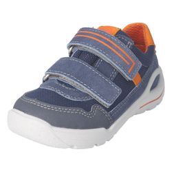 Sneaker RICOSTA "RIDER WMS: Mittel", Kinder, Gr. 25, blau (blau orange), Veloursleder, Textil, sportlich, Schuhe, Freizeitschuh mit Klettverschluss, Größenschablone zum Download