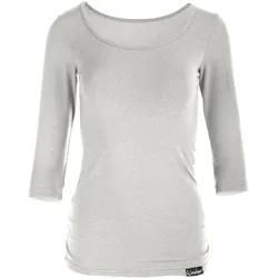 3/4-Arm-Shirt WINSHAPE "WS4", Damen, Gr. L, grau (grau melange), 48% Baumwolle, 48% Polyester, 4% Elasthan, Rundhals, 3/4-Ärmel, Shirts