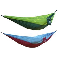 OUTCHAIR Mini Reise Hängematte Hang Out Camping Wetterfest Nylon XL 780 g Leicht Farbe: Rot/blau