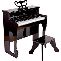 Spielzeug-Musikinstrument HAPE "Klangvolles E-Piano", schwarz, Spielzeug-MusikinstrumenteB:48cm H:49cm T:24cm, Holz, Kunststoff, inklusive Hocker, B:48cm H:49cm T:24cm