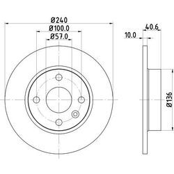 DON Bremsscheibe hinten rechts links voll 240mm für OPEL 9196592 569112 PCD13512