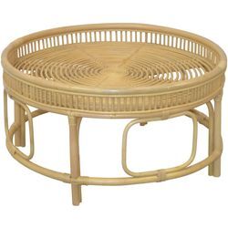 Couchtisch, beige (beige, beige, beige), B:75cm H:41cm T:75cm, HOFMANN LIVING AND MORE, Tische, Rattan-Couchtisch mit oder ohne Glasplatte lieferbar