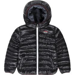 Steppjacke LEVI'S KIDS "SHERPA LINED MDWT PUFFER JACKET", Jungen, Gr. 10 (140), schwarz, Obermaterial: 100% Polyester, unifarben, casual, bequem hüftbedeckend, Rundhals, Langarm Bündchen, Jacken, for Boys mit Kapuze