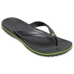 Zehentrenner CROCS "Crocband Flip", Herren, Gr. 48, gelb (dunkelgrau, limette), Croslite, sportlich, Schuhe, Sommerschuh, Schlappen, Poolslides, Dianette, zum Baden