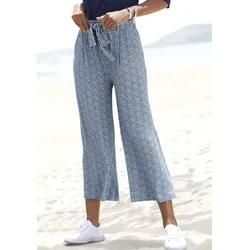 Culotte LASCANA, Damen, Gr. 46, N-Gr, blau (blau bedruckt), Jersey, Obermaterial: 95% Viskose, 5% Elasthan, bedruckt, casual, figurumspielend ca. Mitte Wade, Hosen, und Tupfenprint, leicht und elastisch, Jerseyhose, Sommerhose