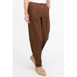 Stoffhose RECOVER PANTS "Peggy", Damen, Gr. 36, Normalgrößen, tabak braun, 40% Baumwolle;37% Polyester;20% Modal;3% Elasthan, unifarben, relaxed fit lang, Hosen, mit Formbund