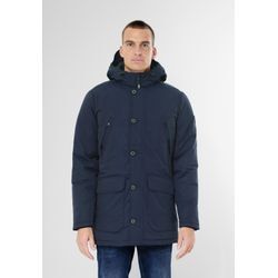 Parka STREET ONE MEN, Herren, Gr. S (48), blau (midnight blau), Web, Obermaterial: 66% Baumwolle, 34% Nylon; Futter: 100% Polyester, unifarben, casual, normal hüftbedeckend, ohne Ausschnitt, Langarm Bündchen, Jacken, mit Brusttaschen und Knopfleiste