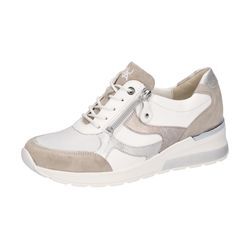 Keilsneaker WALDLÄUFER "H-CLARA", Damen, Gr. 5,5 (38,5), beige, weiß, silberfarben, Veloursleder, Nappaleder, sportlich, Schuhe, Schnürer, Halbschuh, Komfortschuh, mit herausnehmbarer Einlage