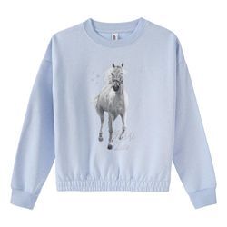 Mädchen Sweatshirt mit Pferde-Motiv