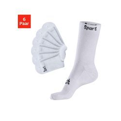 Sportsocken BENCH., Herren, Gr. 43-46, weiß (6x weiß), Baumwollmischung, unifarben, elastisch, Socken, mit antibakterieller Feuchtigkeitsregulierung