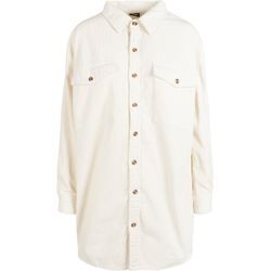 Hemdbluse URBAN CLASSICS "Urban Classics Damen Ladies Long Corduroy Overshirt", Damen, Gr. XL, beige (sandweiß), 100% Baumwolle, Blusen