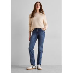 Straight-Jeans CECIL, Damen, Gr. 28, Länge 28, blau (mid blau wash), Jeans, 69% Baumwolle, 29% Polyester, 2% Elasthan, unifarben, casual, lang, Jeans, mit Stretchanteil