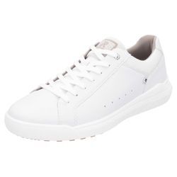 Sneaker RIEKER SPORT, Herren, Gr. 46, weiß, Leder, Textil, sportlich, Schuhe, mit gepolstertem Schaftrand, Freizeitschuh, Halbschuh, Schnürschuh