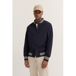 Blouson BUGATTI, Herren, Gr. L, 390, marine, 90% Polyamid, 10% Elasthan, unifarben, casual, regular fit, Langarm Bündchen, Jacken, mit Collegekragen