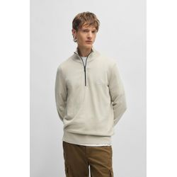 Rollkragenpullover BOSS ORANGE "Kanobix_S", Herren, Gr. L, beige (light beige271), Strick, Obermaterial: 95% Baumwolle, 5% Kaschmir, casual, regular fit, hoch geschlossener Ausschnitt, Langarm eingesetzt Strickbündchen mit Reißverschluss, Pullover, mit Ton-in-Ton Logo