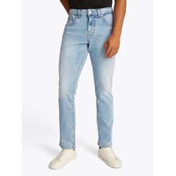 Slim-fit-Jeans TOMMY JEANS "Scanton Slim Denim", Herren, Gr. 32, Länge 34, blau (denim light), Denim/Jeans, Obermaterial: 95% Baumwolle, 4% Elastomultiester, 1% Elasthan, casual, regular fit lang, Jeans, Mit Gürtelschlaufen