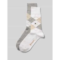 Socken mit Label-Applikation Modell 'Everyday Argyle' im 2er-Pack