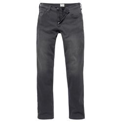 5-Pocket-Jeans MUSTANG "Style Washington Straight", Herren, Gr. 36, Länge 30, grau (medium, schwarz), Denim/Jeans, Obermaterial: 64% Baumwolle, 31% Polyester, 3% Viskose, 2% Elasthan, casual, straight fit, Jeans, mit leichten Abriebeffekten