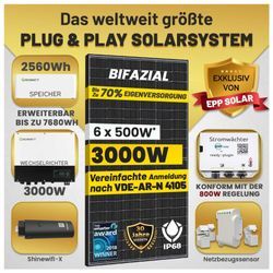 Epp 3000W Solaranlage komplettset mit Speicher 3000W Wechselrichter Stromwächter