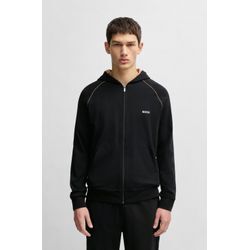 Kapuzensweatjacke BOSS "Mix&Match Jacket H", Herren, Gr. L, schwarz (schwarz 006), Sweatware, Obermaterial: 95% Baumwolle, 5% Elasthan, casual, Basic hüftbedeckend, Langarm elastischer Bund, Sweatjacken, mit Kängurutasche