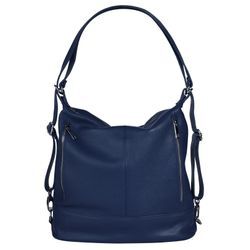 Cityrucksack SAMANTHA LOOK, Gr. B/H/T: 34cm x 31cm x 15cm, blau, Rindsleder, Leder, casual, Rucksäcke, echt Leder, Made in Italy