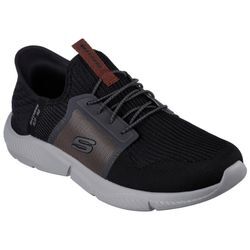 Slip-On Sneaker SKECHERS "INGRAM-BRACKETT", Herren, Gr. 40, schwarz (schwarz, grau), Textil, casual, Schuhe, Slipper, Trainingsschuh, Freizeitschuh in veganer Verarbeitung