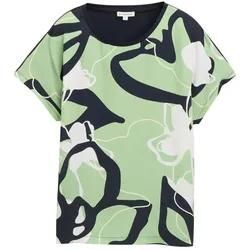 TOM TAILOR Damen T-Shirt im Material-Mix, grün, Uni, Gr. XXL