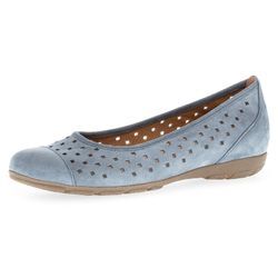 Ballerina GABOR, Damen, Gr. 39, blau (jeansblau), Nubukleder, sportlich, Schuhe, Slipper, Businessschuh, Halbschuh mit Hovercraft Luftkammerlaufsohle