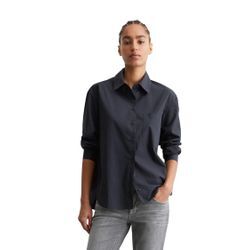 Langarmbluse MARC O'POLO DENIM "aus softem Organic Cotton", Damen, Gr. M, blau (blau depths), Obermaterial: 100% Baumwolle, unifarben, relaxed fit normal, Langarm Manschette, Blusen