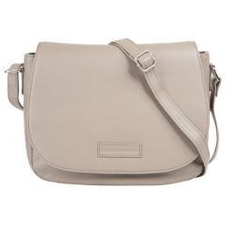 Umhängetasche BRUNO BANANI, Damen, Gr. B/H/T: 28cm x 22cm x 9cm onesize, beige, Leder, unifarben, leicht glänzend, Taschen, echt Leder